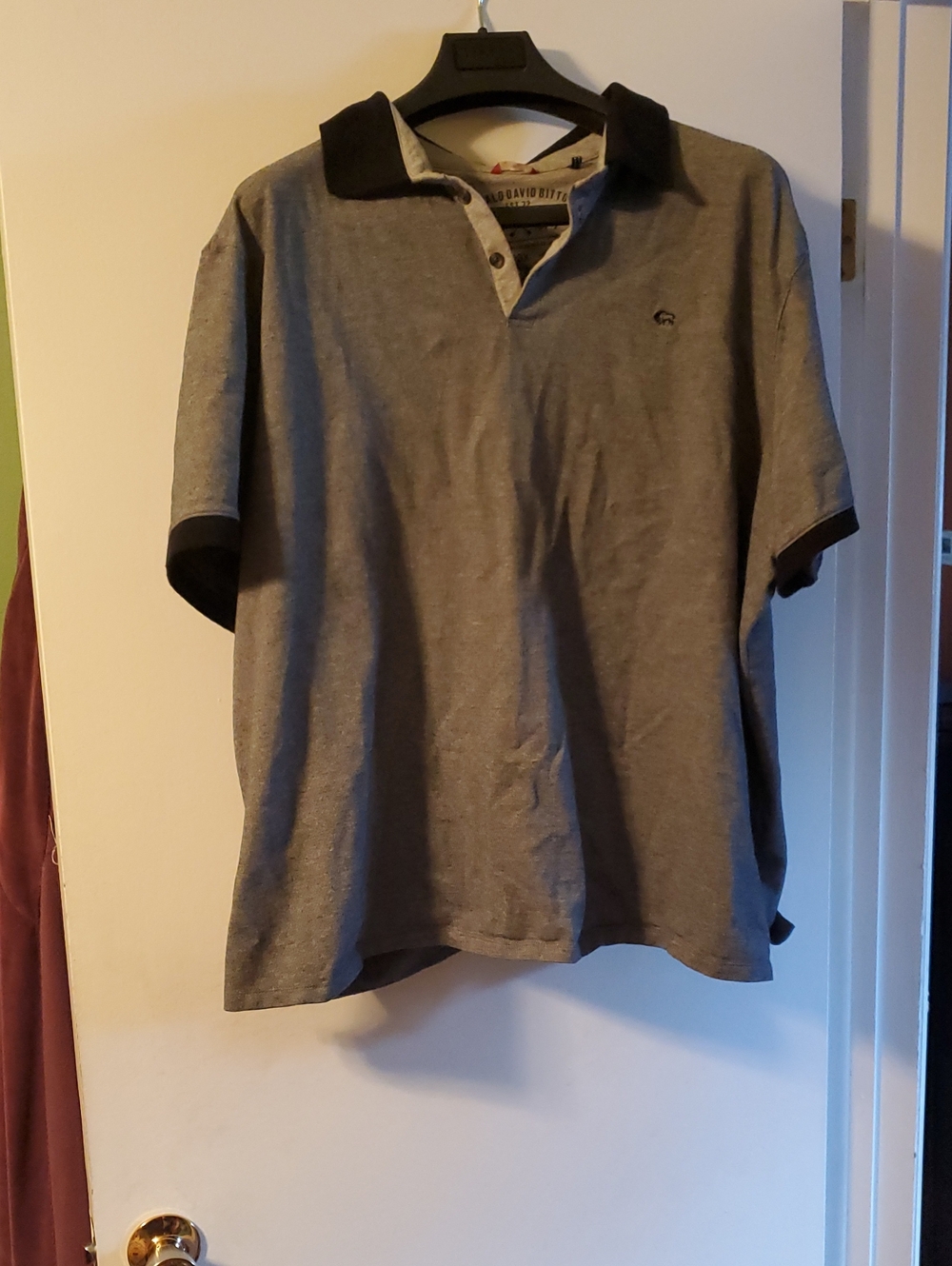 David Bitton Buffalo Men's Grey Polo Shirt with Black Collar size 3X